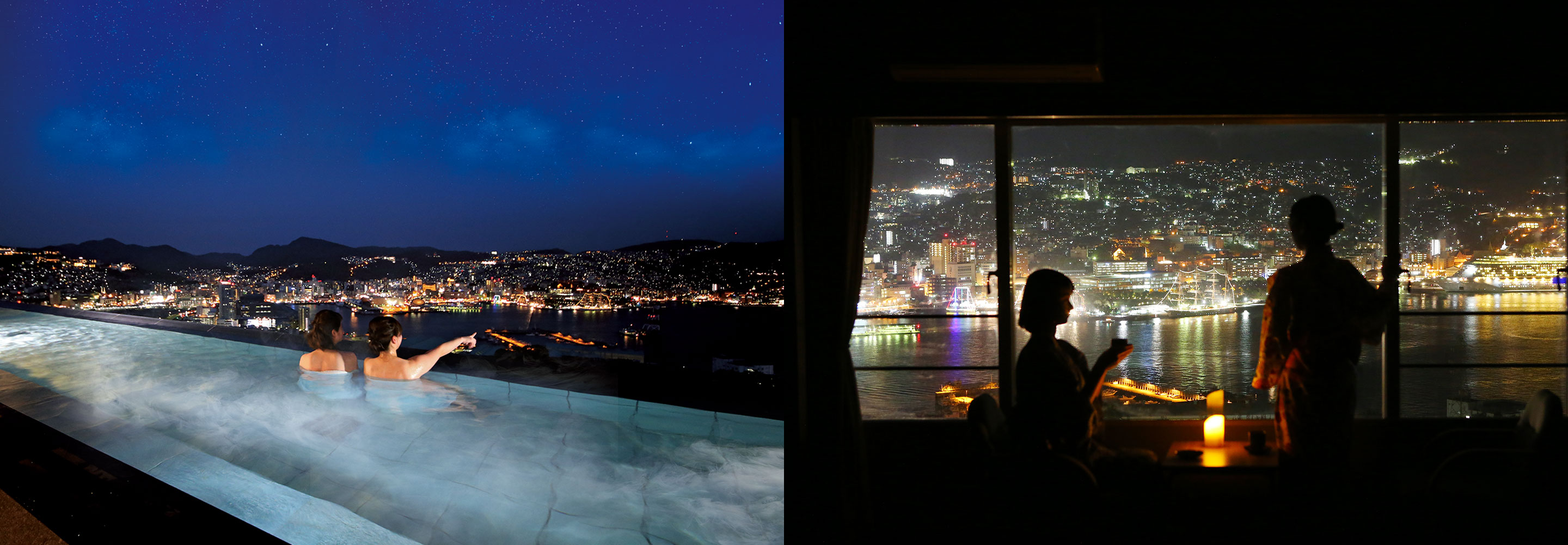 温泉、客室、レストランから。世界新三大夜景を見渡す絶景温泉ホテル
